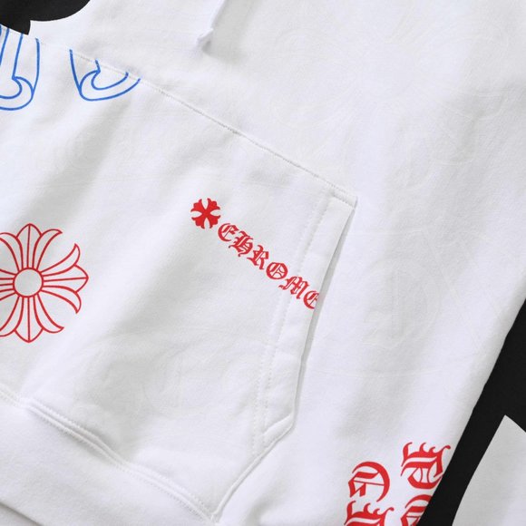Chrome Hearts Colorful Graffiti Logo Hooded White Drawstring Sweatshirt - Picture 11 of 13